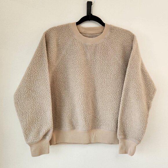 Everlane Tan Tan Sherpa Crewneck Sweater Minimalist Women's M - Picture 1 of 5